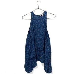 10 Crosby Derek Lam Blue Patterned 100% Silk Tank Top Size 4